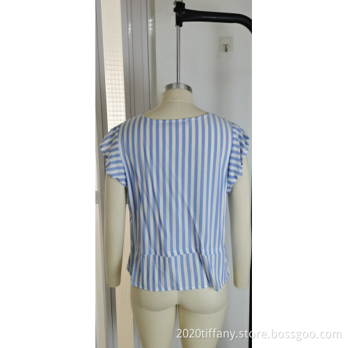 Wholesale Summer Women's Blue Striped Tops